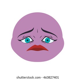 face sphere sad eyes expression cartoon icon. Isolated and flat illustration. Vector graphic