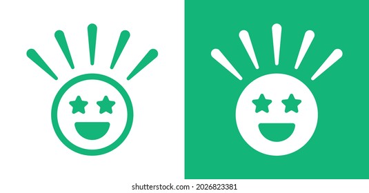 Face starry eyes icon. Excited emoticon vector illustration