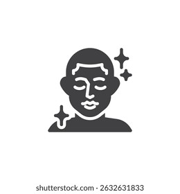 Cara con el icono del Vector de las estrellas. cartel plano lleno para el concepto móvil y el Diseño web. Icono de glifo de piel de cara saludable. Símbolo del cuidado de la piel, ilustración del logotipo. Gráficos de Vector