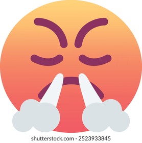 Rosto com vapor de ícone emoji nariz. Cores modernas, elemento popular que representa frustração ou raiva, comumente usadas nas mídias sociais. Emoticon, elemento isolado.