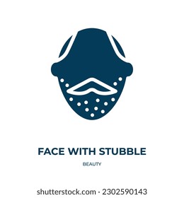 face with stubble vector icon. face with stubble, stubble, face filled icons from flat beauty concept. Isolated black glyph icon, vector illustration symbol element for web design and mobile apps