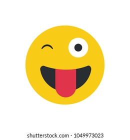 Face With Stuck-Out Tongue and Winking Eye Emoji vector illustration.