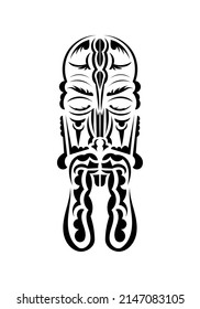 Face in the style of ancient tribes. Ready tattoo template. Isolated. Vetcor.