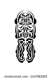 Face in the style of ancient tribes. Tattoo patterns. Isolated. Vector illustration.