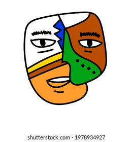 face style cubism modern abstract design. colorful abstract. Minimalist cubism style. Face theme.Vector illustration