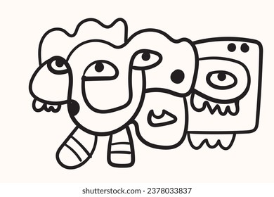 face stylization, modern abstraction, and art in these handmade vector illustrations.