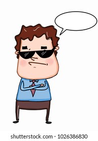 face sullen man cartoon speech bubble sunglasses