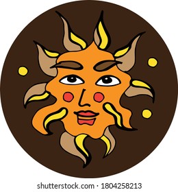 Face of the sun. sun God. Sun symbol.