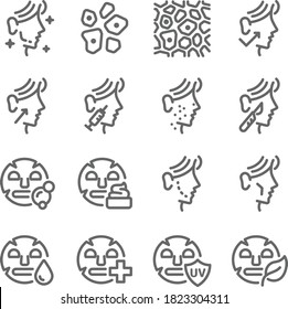 Face surgery icon illustration vector set. Contains such icon as Facial mask, Surgery, Beauty Cosmetic, Moisturizer, and more. Expanded Stroke