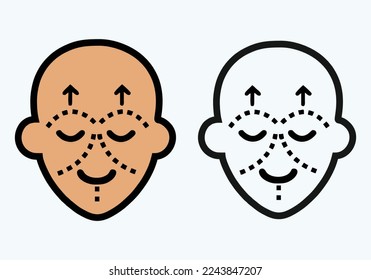 face surgery and plastic surgery face adjustment hand drawn vector illustration