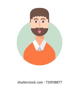 Face of a surprised man. Flat illustration