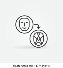 Face Swap or Deepfake vector thin line concept icon or design element