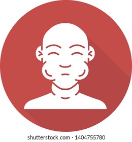 Face swelling flat design long shadow glyph icon. Bee, mosquito bite, peanut allergy symptom. Allergic reaction. Mumps contagious disease. Illness, infection. Vector silhouette illustration