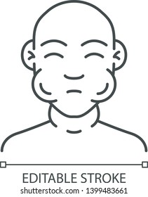 Face swelling vector linear icon. Food allergy symptom. Sickness, illness, infection. Thin line illustration. Anaphylaxis allergic reaction. Contour symbol. Isolated outline drawing. Editable stroke