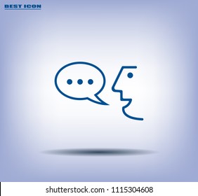 The face of a talking person, vector icon.