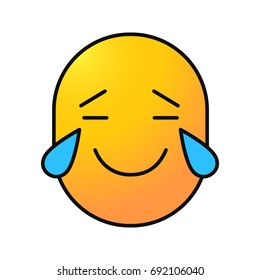 Face with tears of joy color icon. Happy crying emoticon. Isolated vector illustration