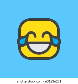 Face With Tears of Joy emoji. Filled outline icon, colorful vector emoticon