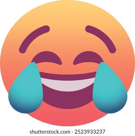 Rosto com lágrimas de ícone emoji alegria. Cores modernas, elemento popular para mídias sociais e designs digitais. Emoticon, elemento isolado.