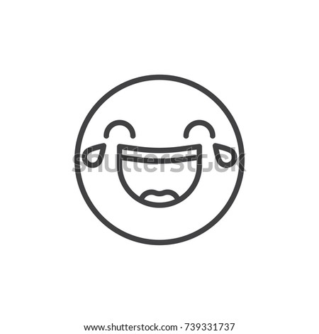 Face with tears of joy emoticon line icon, outline vector sign, linear style pictogram isolated on white. Emoji smiley symbol, logo illustration. Editable stroke
