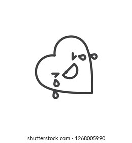 Face With Tears of Joy emoticon outline icon. linear style sign for mobile concept and web design. Laughing heart face character emoji line vector icon. Symbol logo illustration. Pixel perfect vector