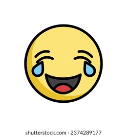 Face With Tears Of Joy Emoticon Vector Illustration