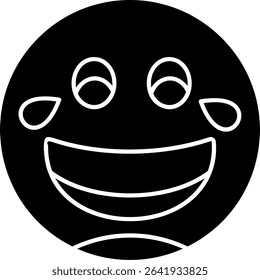 Face with Tears of Joy Glyph Vector Icon Design