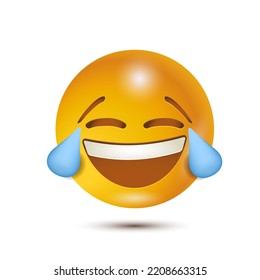 Face with tears of joy, haha emoji. funny yellow emoticon. emoji. isolated in white background. Vector Emoticon. for web interface