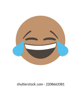 Face with tears of joy, haha emoji. Vector illustration. smiling emoticon character design. isolated in white background. Vector Emoticon. for interface