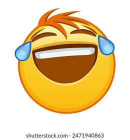 Cara con lágrimas de alegría Grande tamaño de la sonrisa de emoji amarillo con el pelo