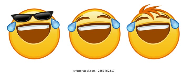 Rosto com lágrimas de alegria Conjunto de três emojis