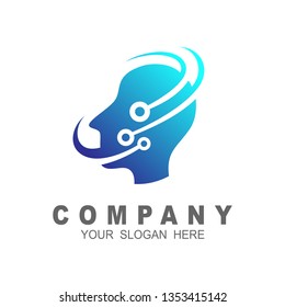Face technology logo with orbit