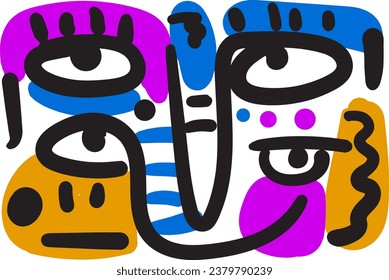 cara que combina características abstractas y oníricas.vector de imagen