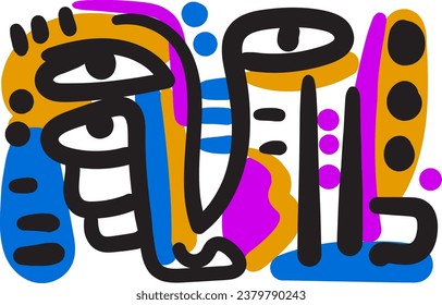 Gesicht, das abstrakte und traumhafte Merkmale kombiniert.illustrasi-potrait-Vektorgrafik