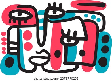 cara que combina características abstractas y oníricas.vector de imagen