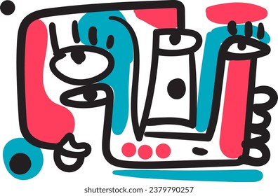 face that combines abstract and dreamlike features.illustrasi potrait vector