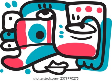 face that combines abstract and dreamlike features.illustrasi potrait vector