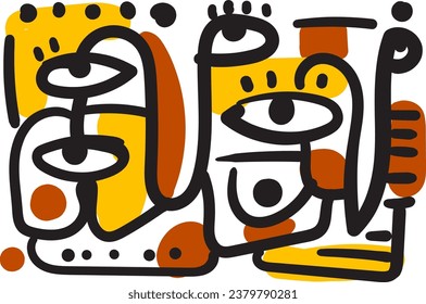 face that combines abstract and dreamlike features.illustrasi potrait vector
