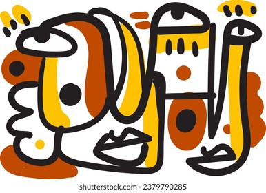 Gesicht, das abstrakte und traumhafte Merkmale kombiniert.illustrasi-potrait-Vektorgrafik