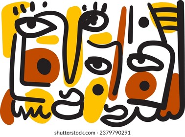 face that combines abstract and dreamlike features.illustrasi potrait vector