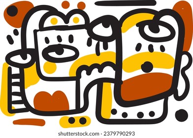 face that combines abstract and dreamlike features.illustrasi potrait vector