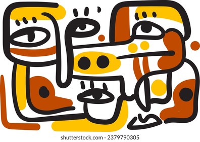 face that combines abstract and dreamlike features.illustrasi potrait vector