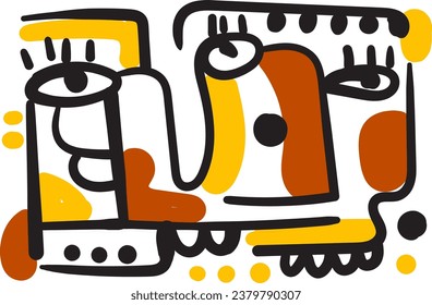 face that combines abstract and dreamlike features.illustrasi potrait vector