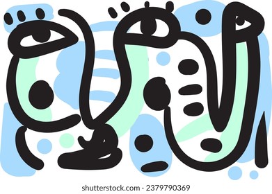 face that combines abstract and dreamlike features.illustrasi potrait vector