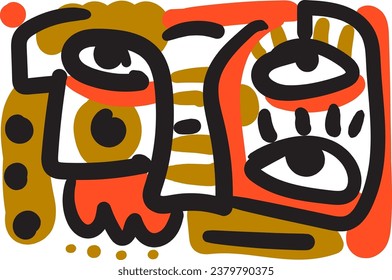 face that combines abstract and dreamlike features.illustrasi potrait vector