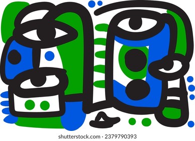 face that combines abstract and dreamlike features.illustrasi potrait vector