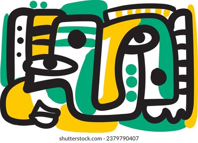 face that combines abstract and dreamlike features.illustrasi potrait vector
