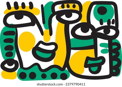 face that combines abstract and dreamlike features.illustrasi potrait vector