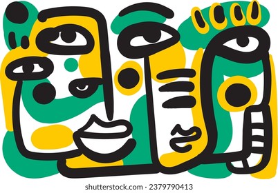face that combines abstract and dreamlike features.illustrasi potrait vector