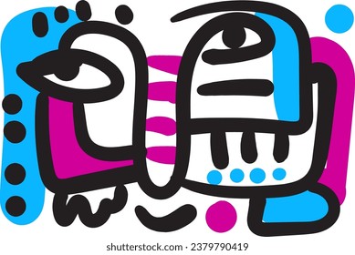 face that combines abstract and dreamlike features.illustrasi potrait vector