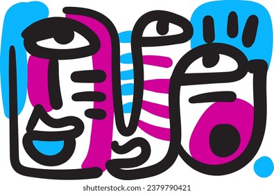 face that combines abstract and dreamlike features.illustrasi potrait vector